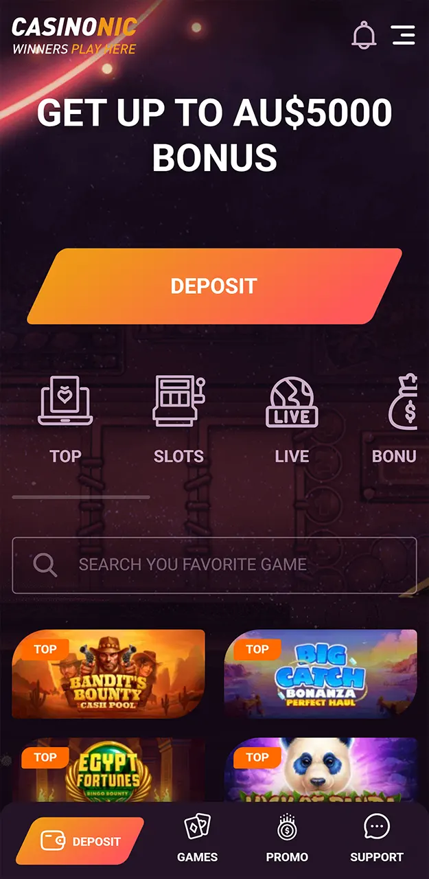 Access the refreshed Casinonic app and start playing with all new improvements.