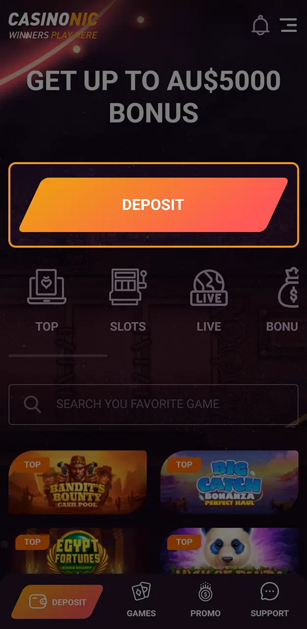 Open the cashier in your Casinonic profile to activate the bonus.