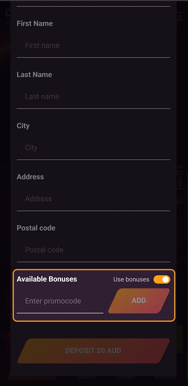 Use your unique bonus code at Casinonic to boost your starting balance.