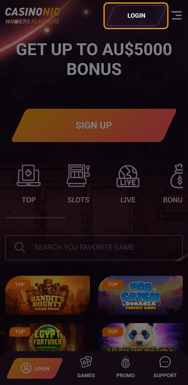 Sign in to your profile and prepare to play pokies at Casinonic.